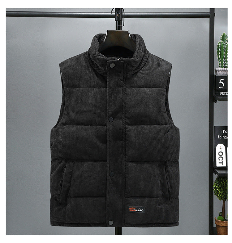 Light Luxury Corduroy Men's Down Cotton-padded Vest