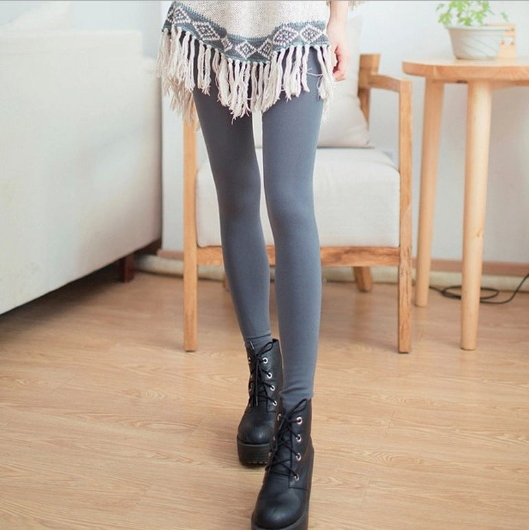 Stockings Brushed Leggings Bamboo Charcoal Single Layer Brushed Nine-point Foot Pants Women's Hit