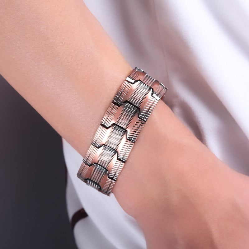 Red Copper Three-row Magnet Negative Ion Health Magnetic Therapy Bracelet