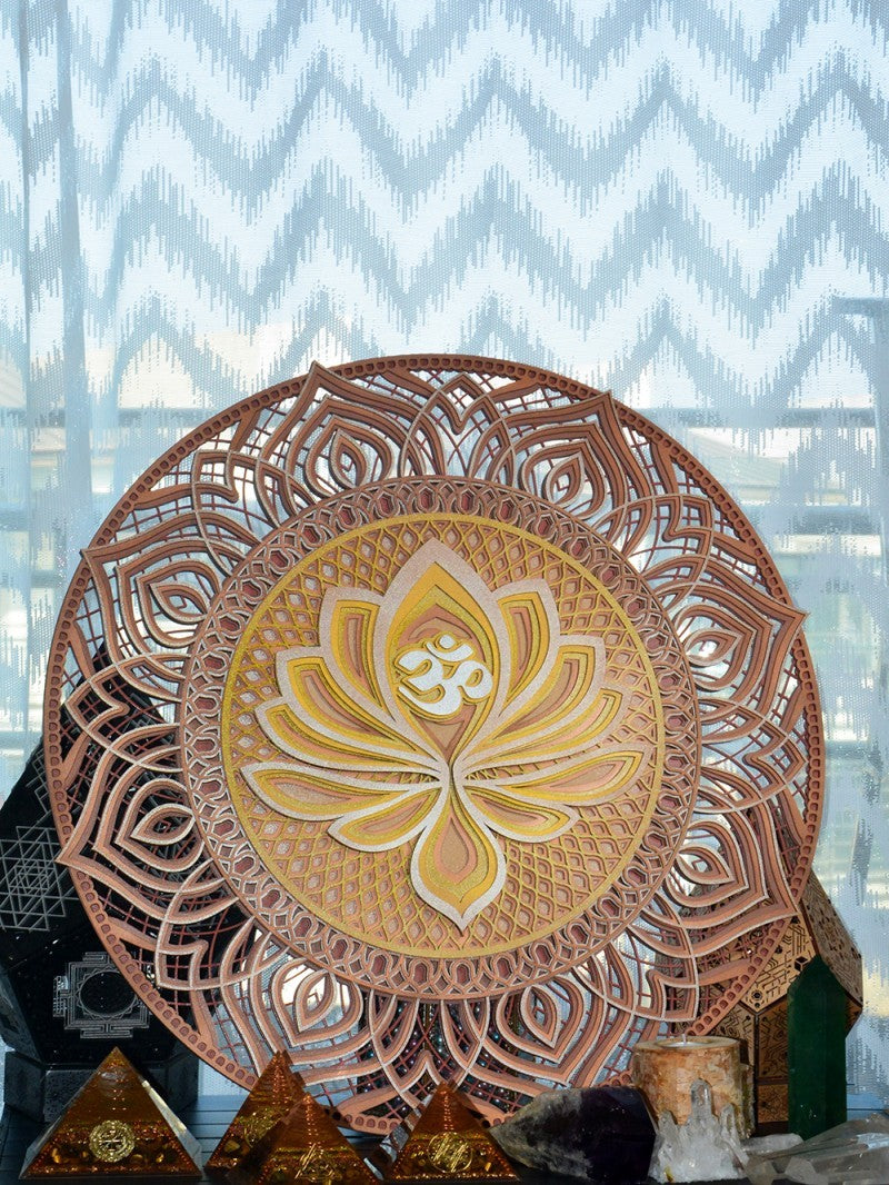 Mandala Wooden Artwork Kundalini Yoga Zen Tea Room Decorative Painting