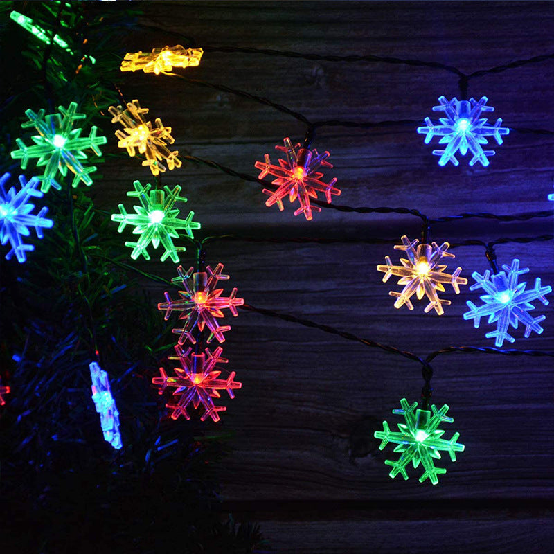 LED Solar Snowflake Light String Garden Christmas Tree Decoration