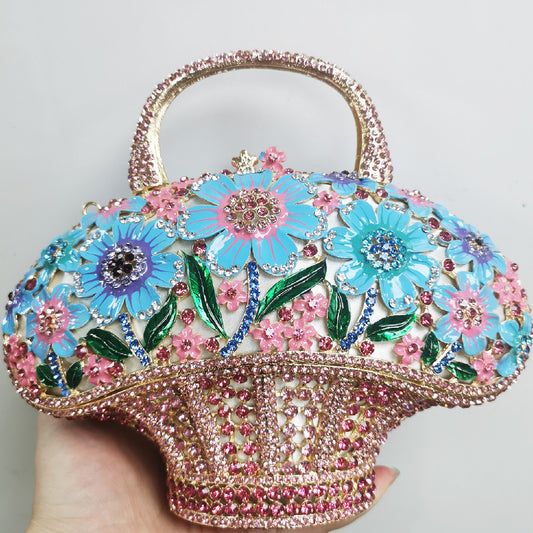 New Banquet Diamond Mini Women's Bag Flower Basket