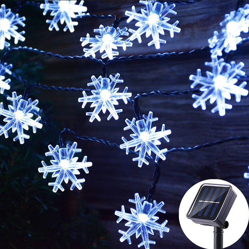 LED Solar Snowflake Light String Garden Christmas Tree Decoration