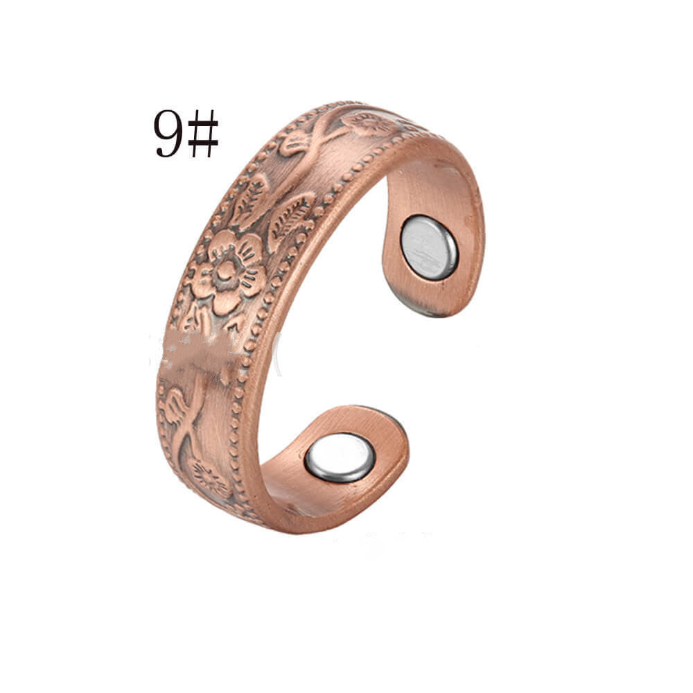 Carved Plum Ring Solid Copper Magnet Bracelet