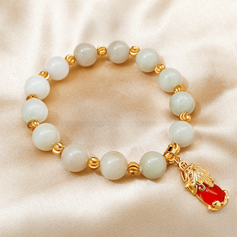 18K Copper Gold-plated Bead Chalcedony Bracelet