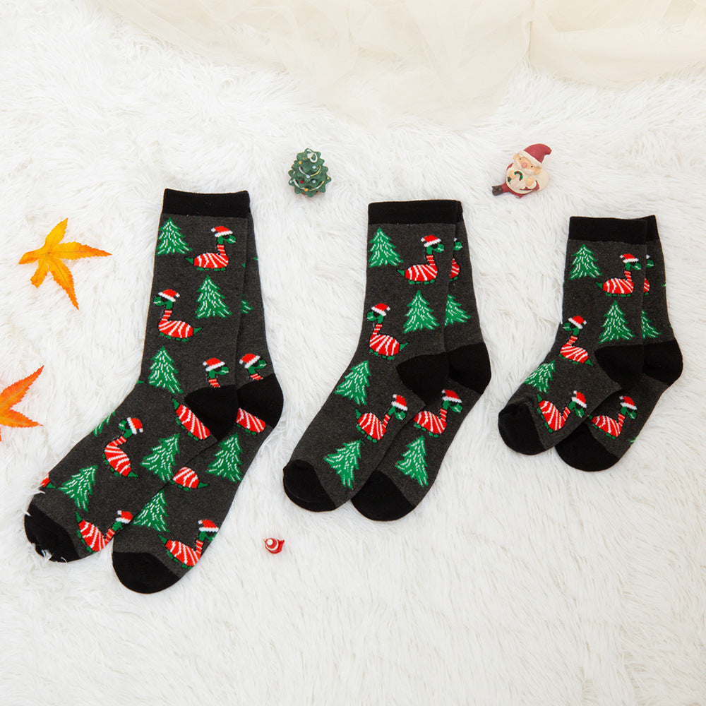 Parent-Child Christmas Stockings Jacquard Medium Socks