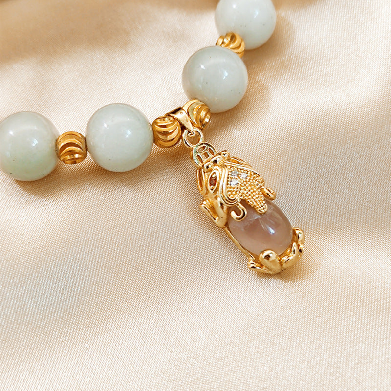 18K Copper Gold-plated Bead Chalcedony Bracelet