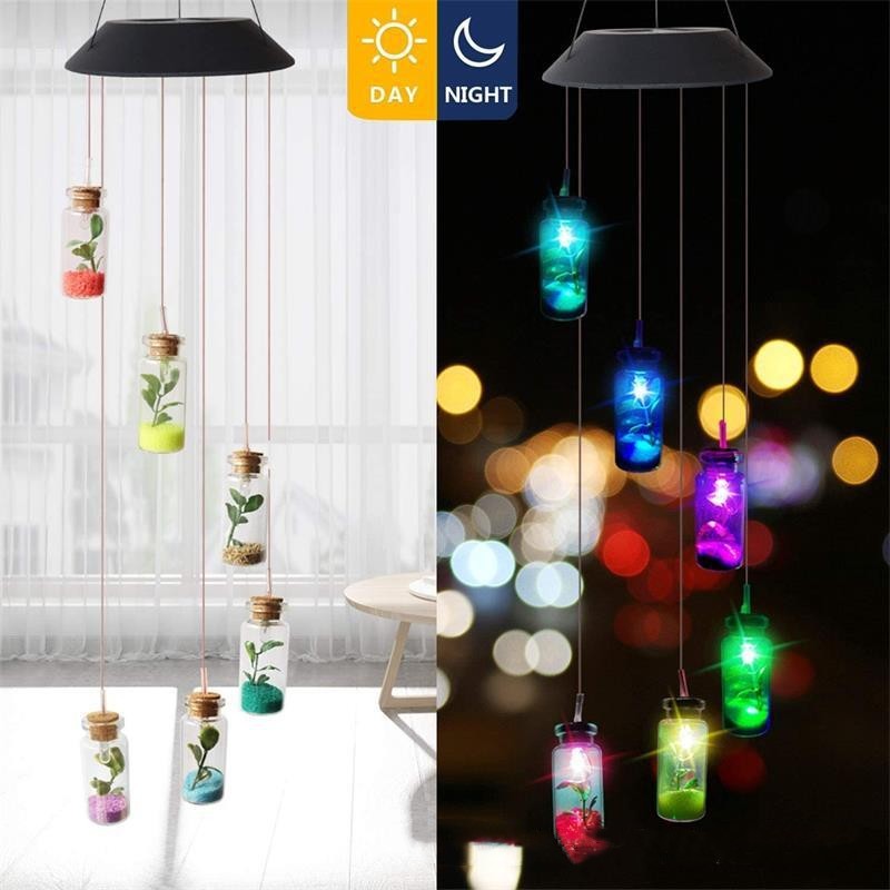 Christmas Decoration Solar Wishing Bottle Wind Bell Light Gradual Change