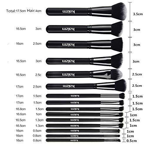 15Pcs Black Make Up Brushes Woman Set With Bag Foundation Eyeliner Eyeshadow