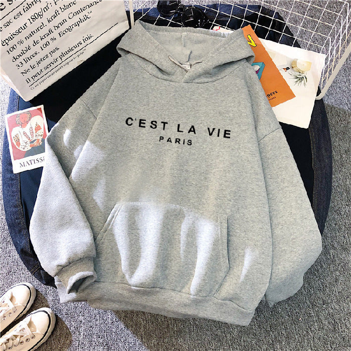 Loose Hooded Sweater Student Hoodie With Letter Print Sports Tops - MediaEclat.store