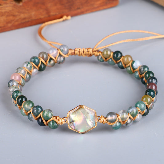 Double Twisted Stone Hand-woven Natural Shell Creative Female Bracelet