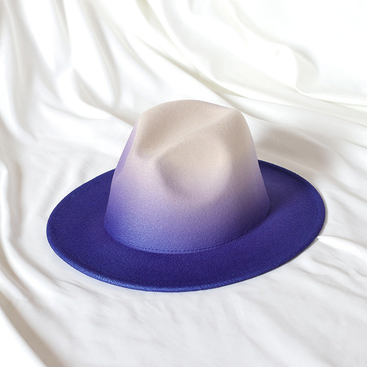 Gradient Color Topper Flat Brim Jazz Top Hat