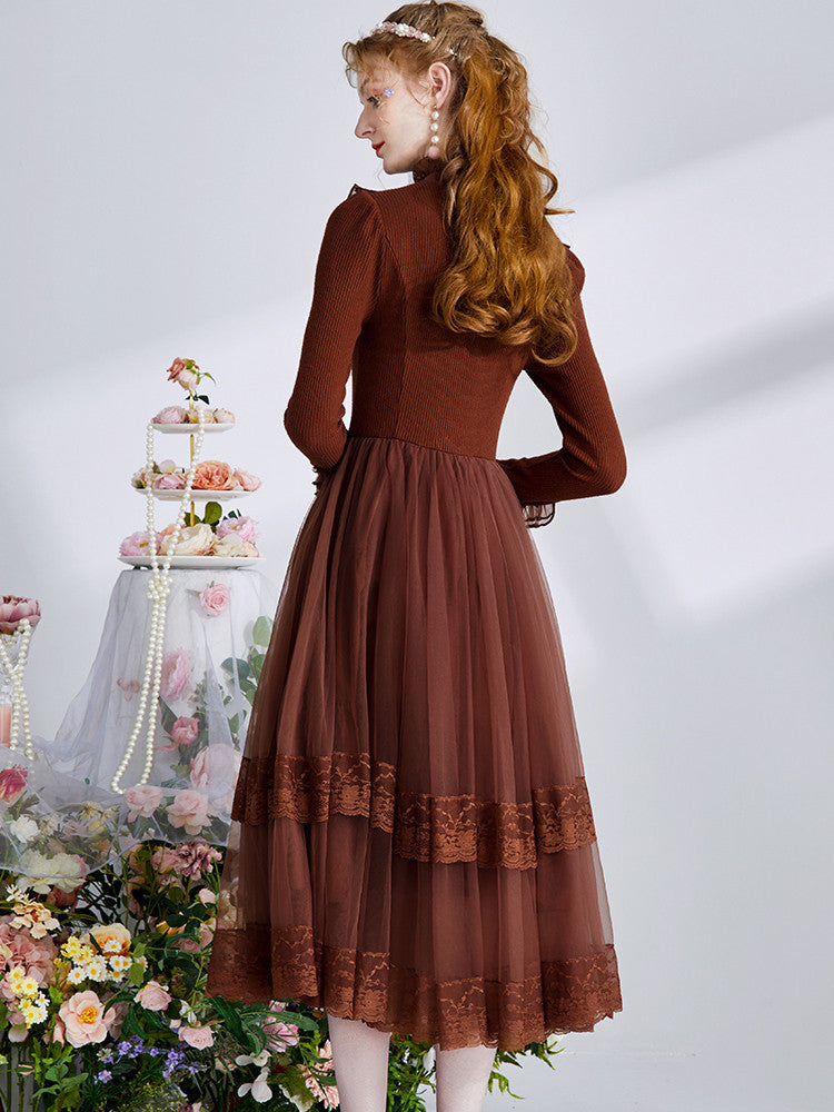 Elegant Long Sleeve Court Dress