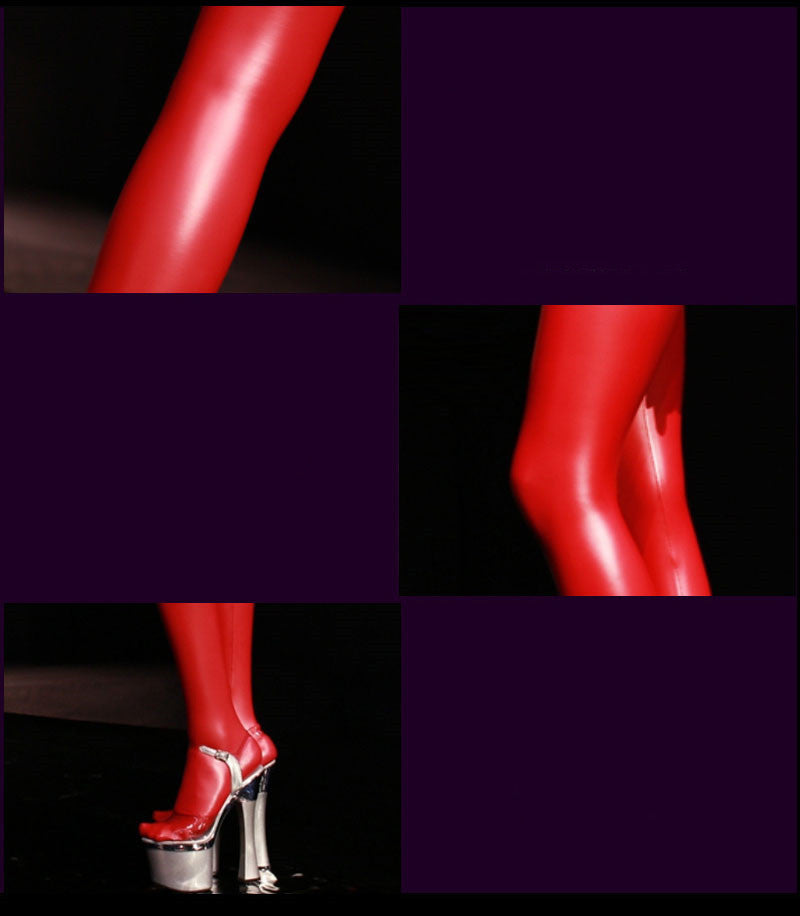 Women's Latex Ammonia Solid Color PU Leather Stockings