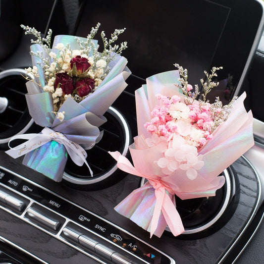 Car Aromatherapy Vent Perfume Creative Eternal Handmade Dried Bouquet RoseOrnament