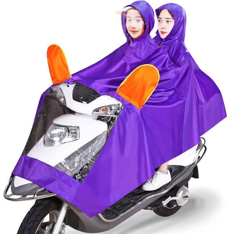 Double Electric Bike Raincoat Motorcycle Poncho Double Big Brim Bike