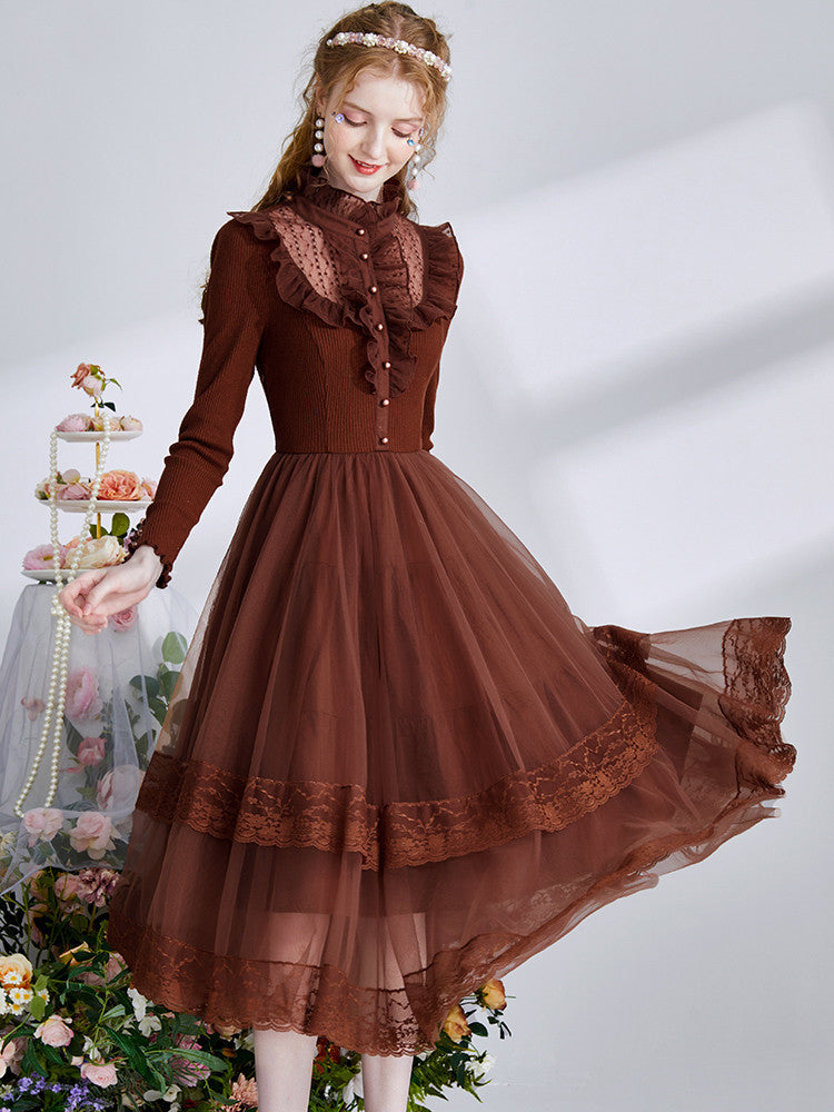 Elegant Long Sleeve Court Dress