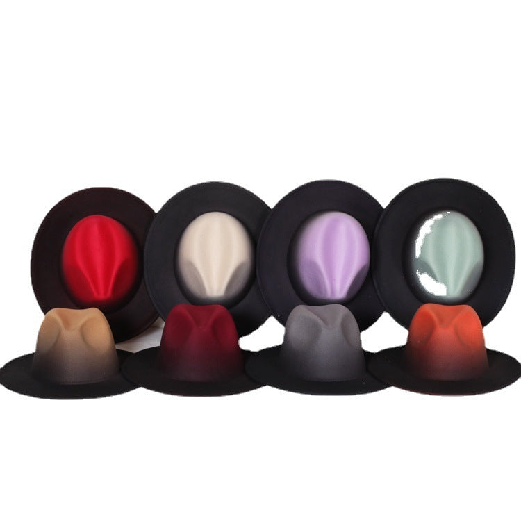 Gradient Color Topper Flat Brim Jazz Top Hat