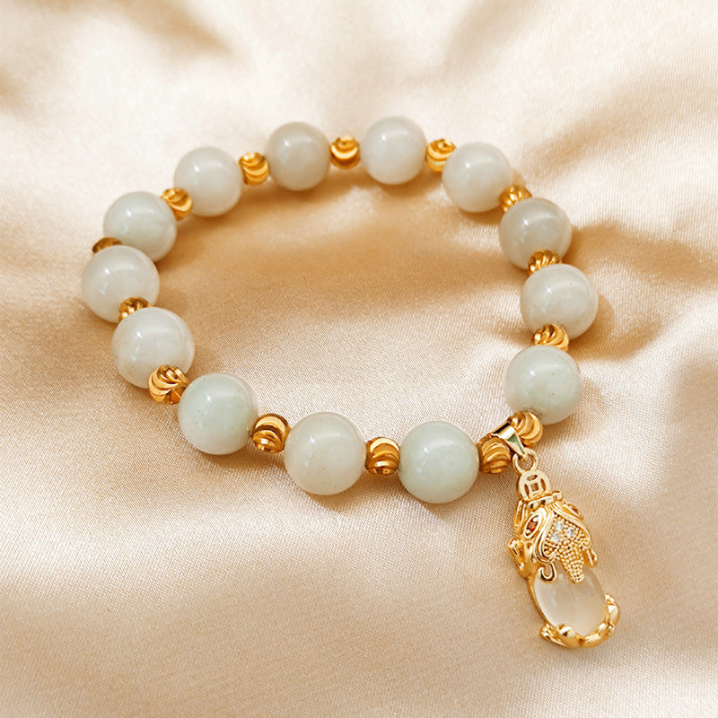 18K Copper Gold-plated Bead Chalcedony Bracelet