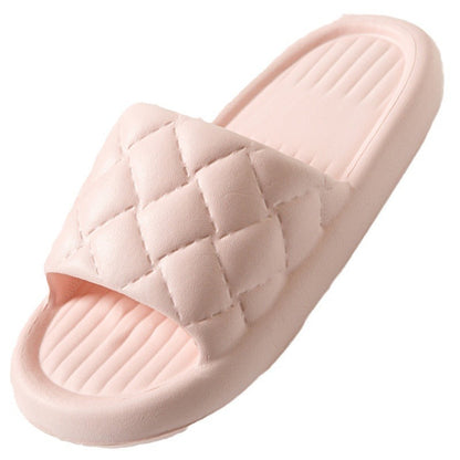 New Rhombus Home Slippers Summer Non-slip Floor Bathroom Slipper Lightweight Simple House Shoes For Women Men