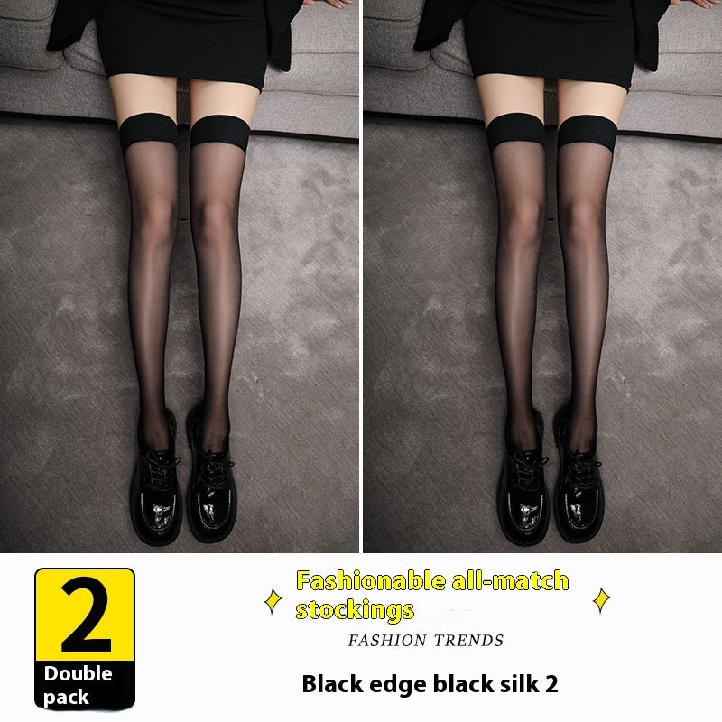 Black Silk Stockings Anti-snagging Durable Thin Red Edge Silicone Anti-snagging