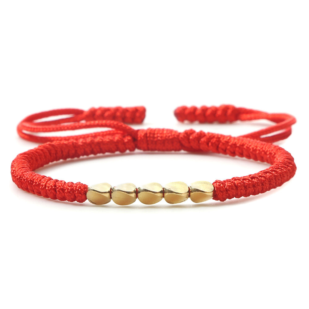 Hand-woven Irregular Shaped Copper Bead Beaded Bracelet