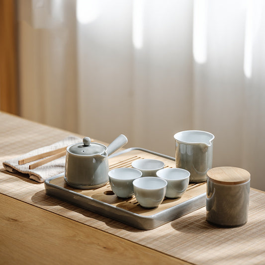 Japanese Style Smoke Ash Simple Teapot Tea Set