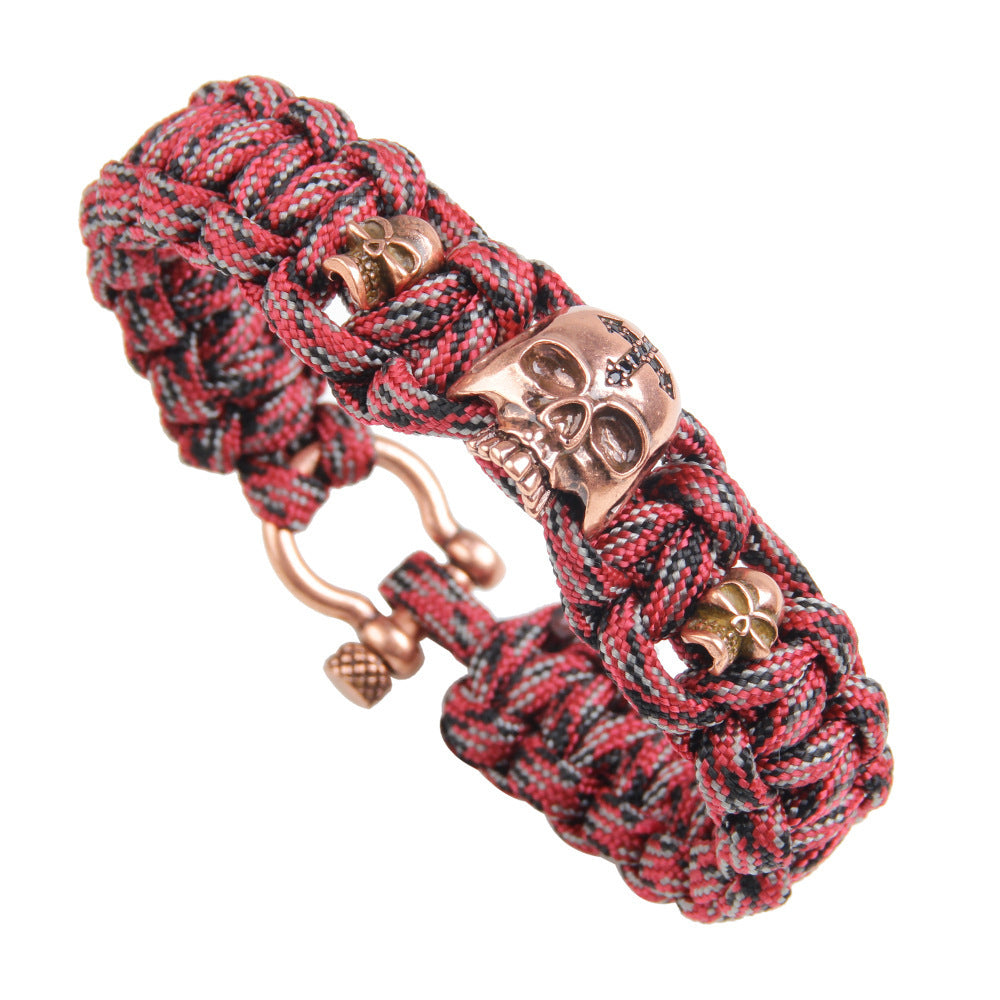 Copper Parts 7-core Parachute Cord Woven Bracelet Outdoor Emergency